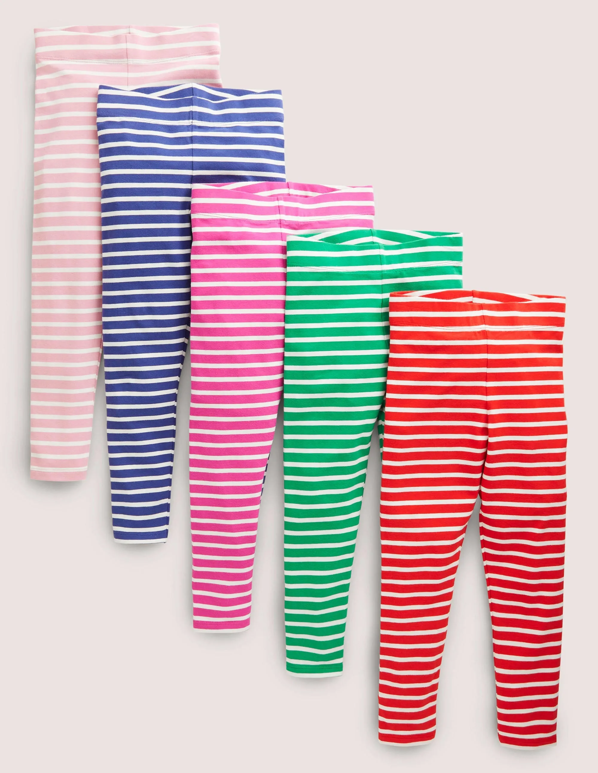 5-Pack Multi-Coloured Stripe Leggings-Multi Stripe