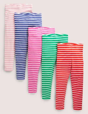 5-Pack Multi-Coloured Stripe Leggings-Multi Stripe