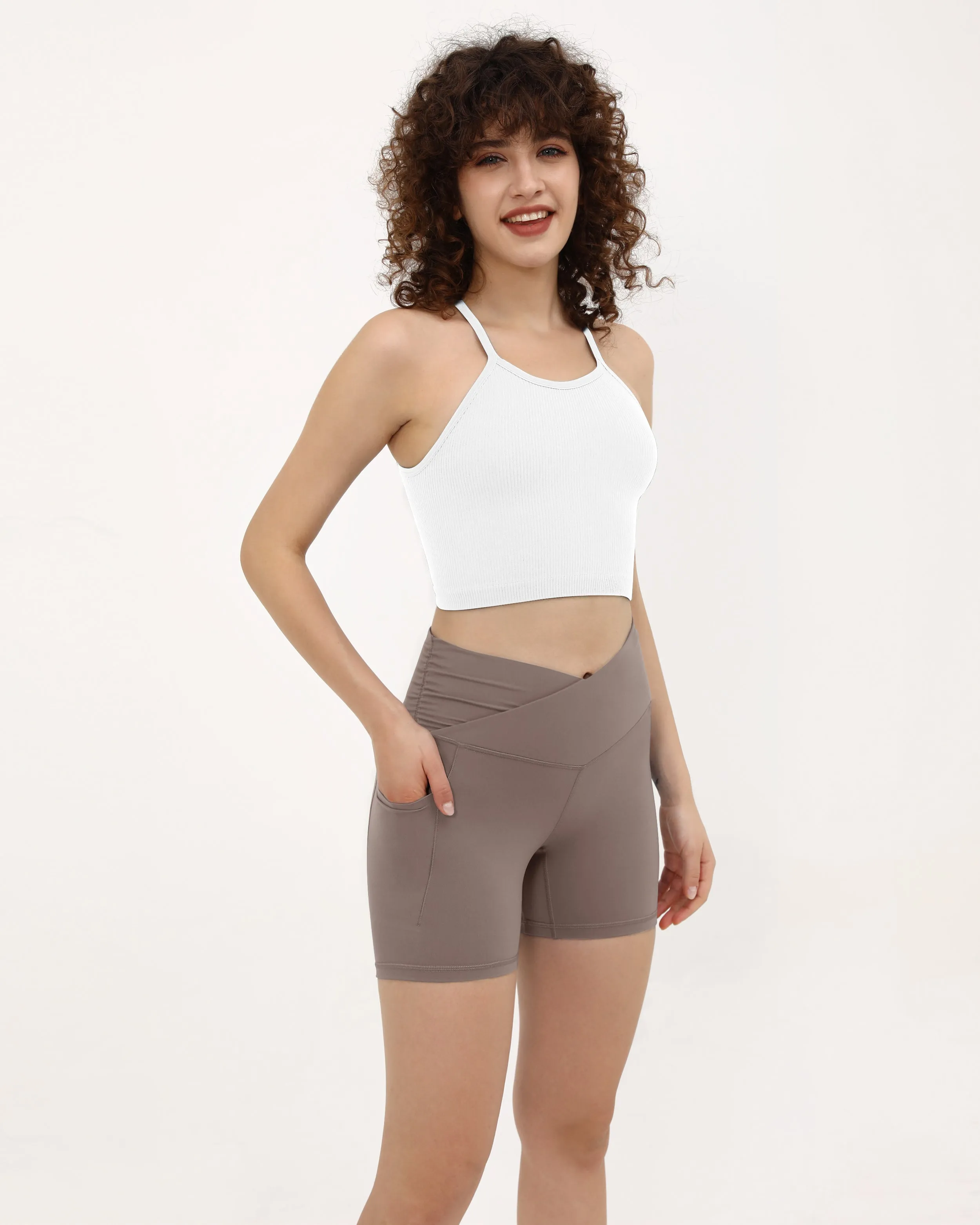 5" Cross Waist Sports Workout Biker Shorts