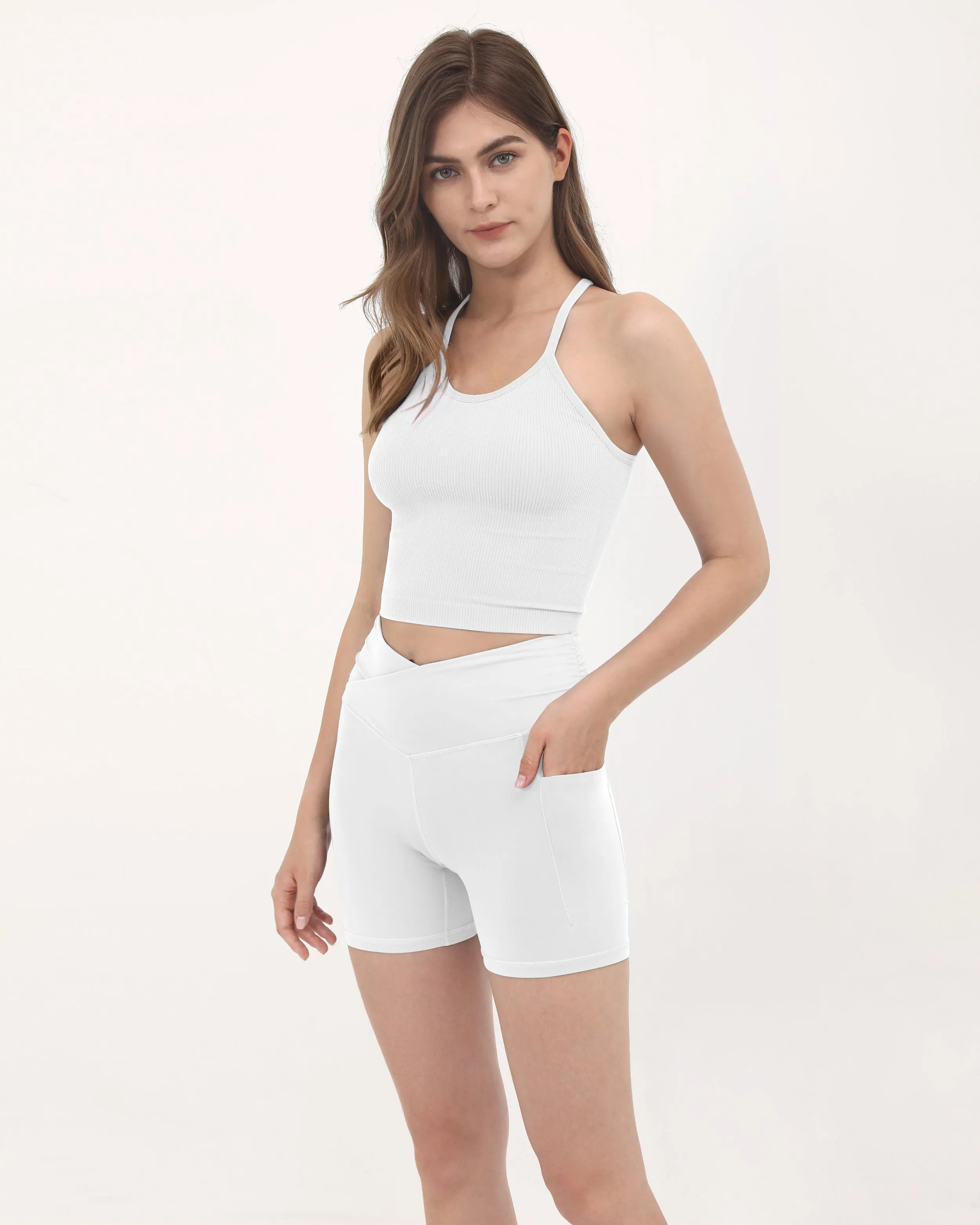 5" Cross Waist Sports Workout Biker Shorts