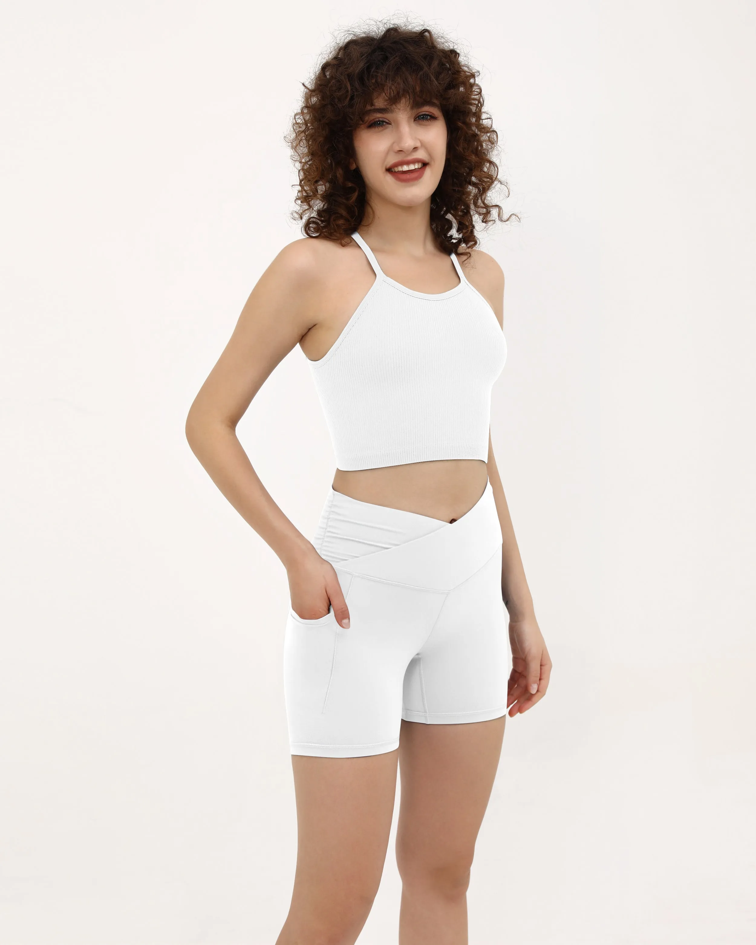 5" Cross Waist Sports Workout Biker Shorts