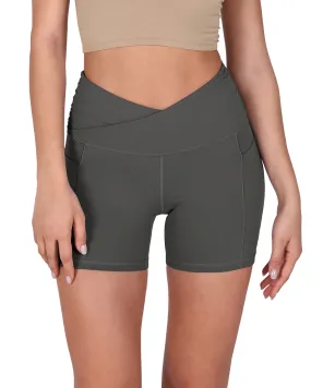 5" Cross Waist Sports Workout Biker Shorts