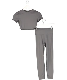 Adanola Grey Ultimate Mid-rise Stretch-jersey Leggings And Cropped Tee UK S