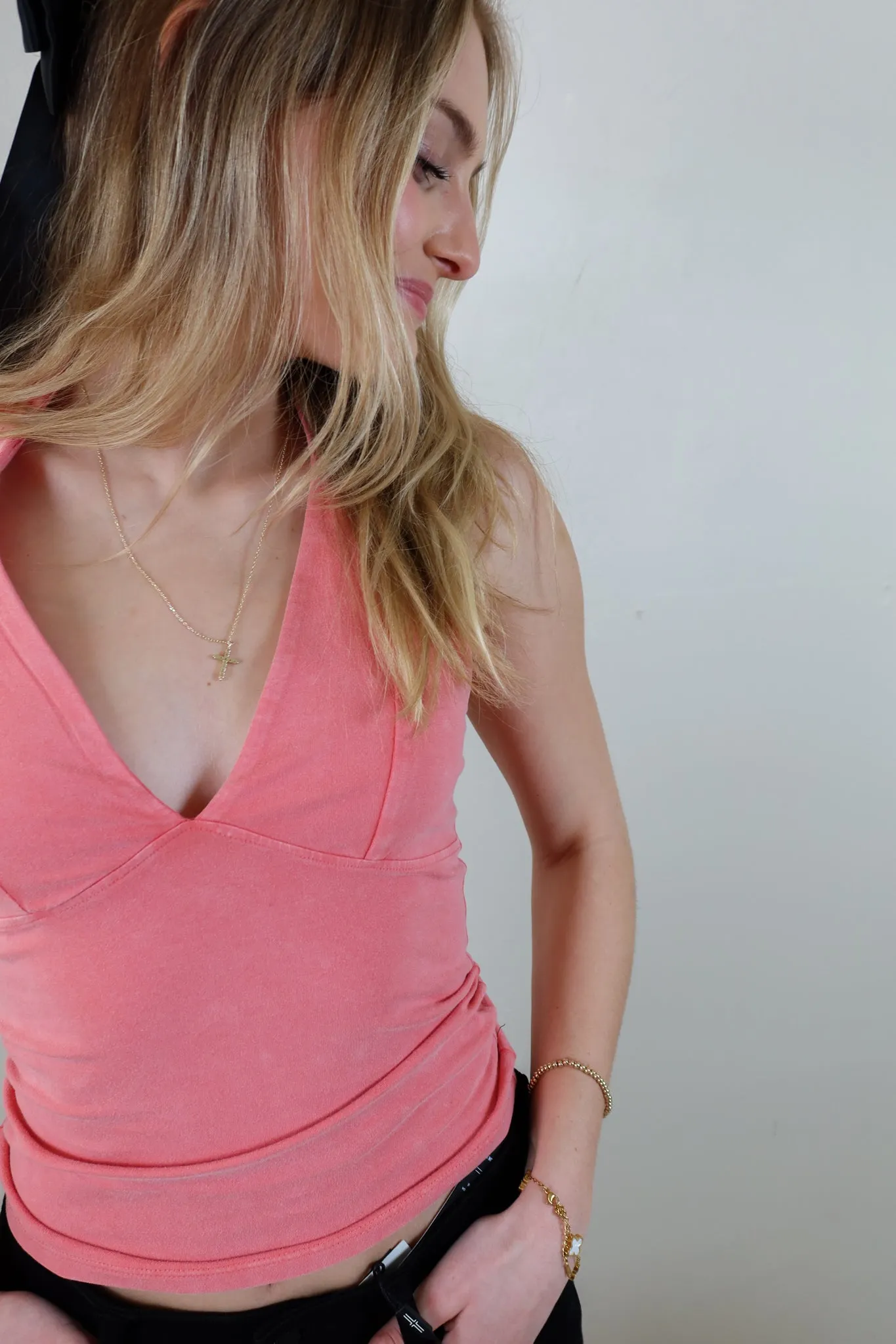 All The Time Coral Halter Neck Tank