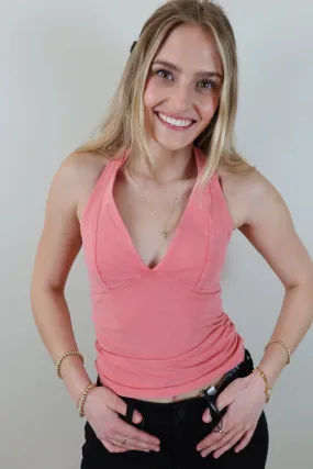 All The Time Coral Halter Neck Tank