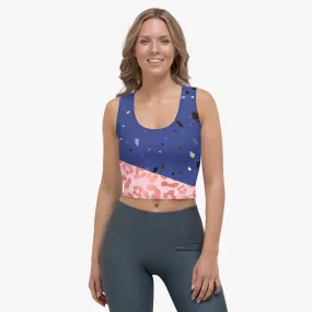 Animal Printed Crop Top "Wild Confetti" Blue/ Rose Gold