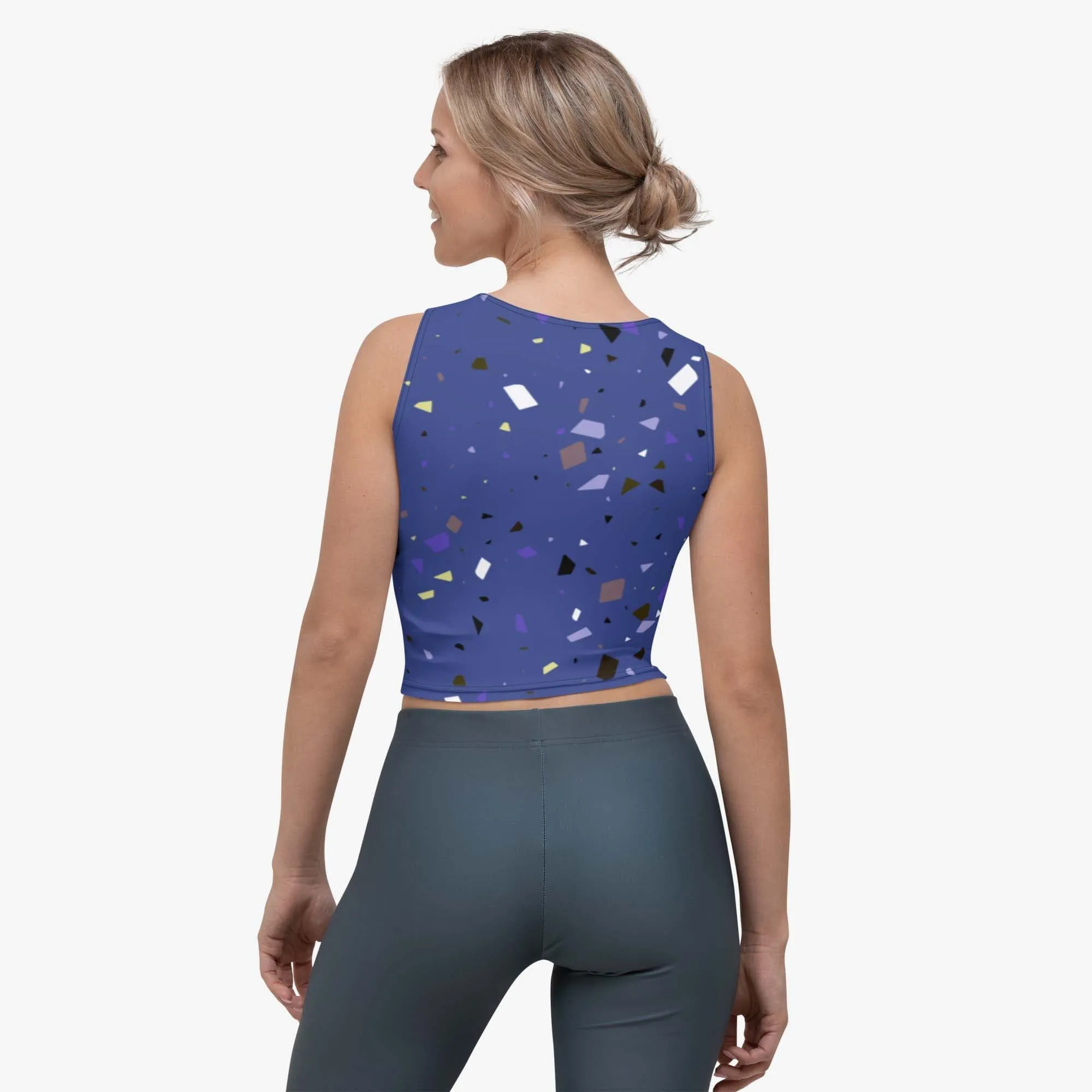 Animal Printed Crop Top "Wild Confetti" Blue/ Rose Gold