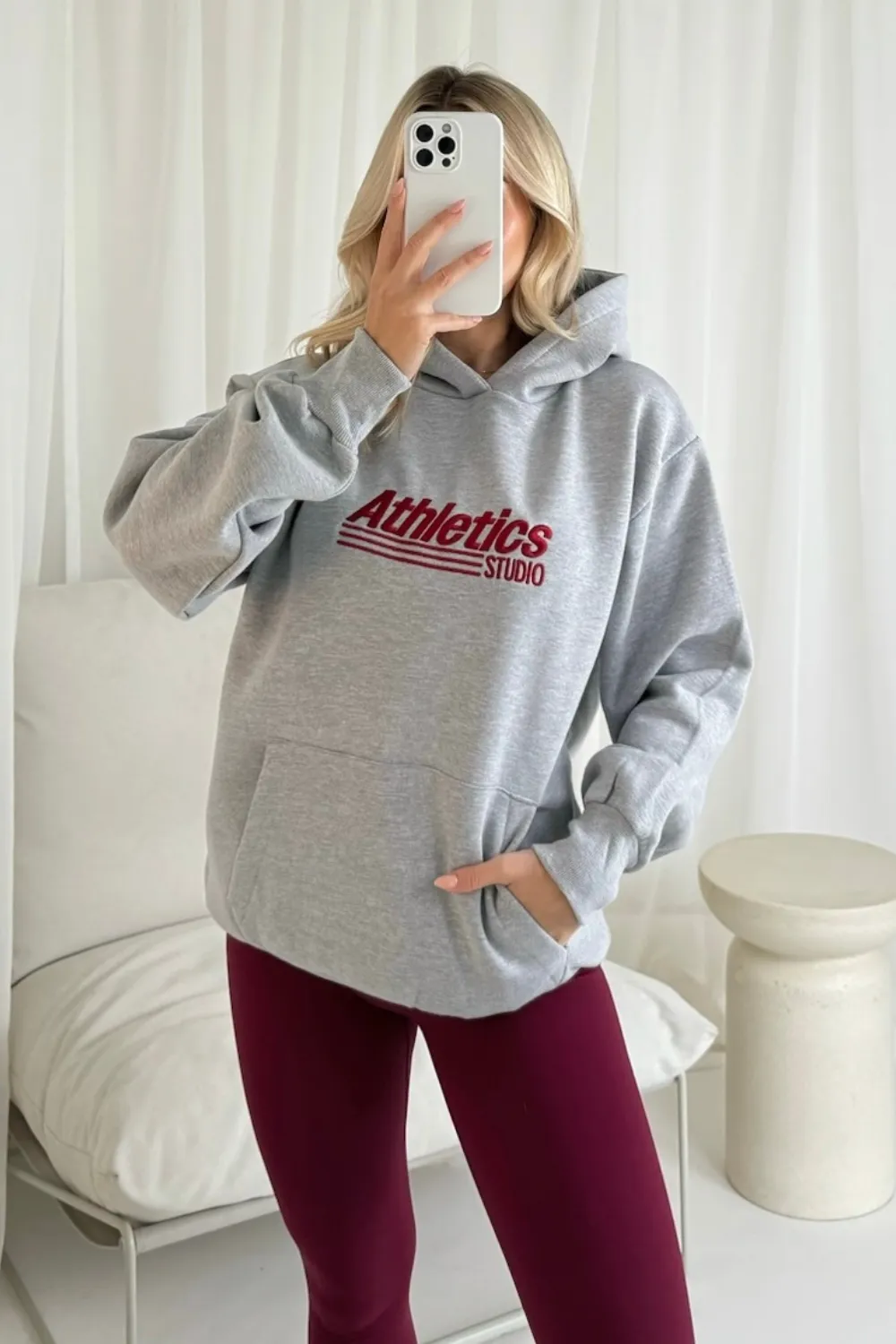 Athletics marl grey embroidered hoodie and seamless leggings