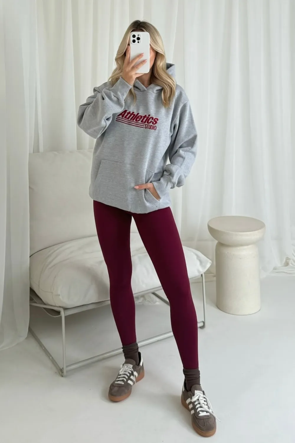 Athletics marl grey embroidered hoodie and seamless leggings