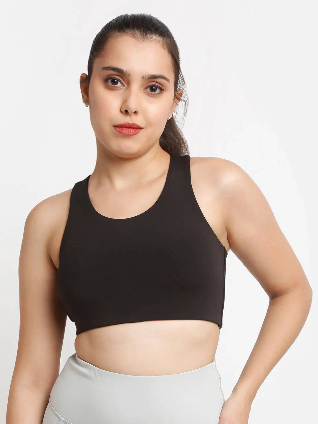 Black Essential Racerback Sports Bra