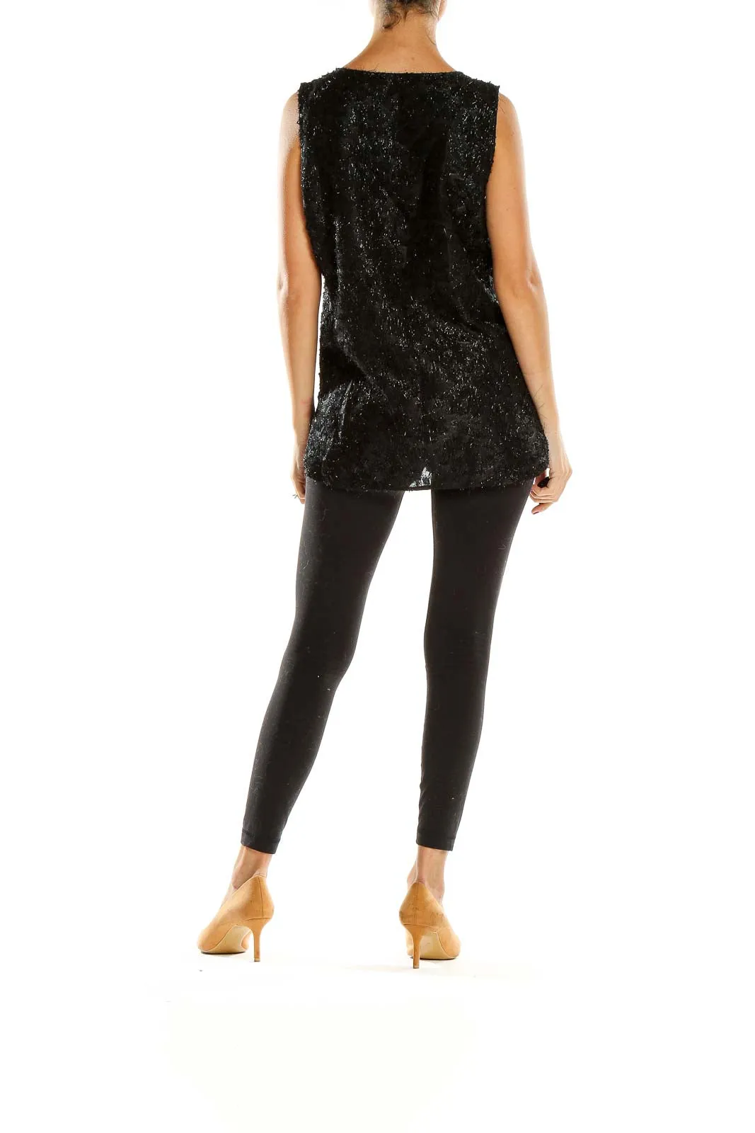 Black Sparkly Sleeveless Blouse