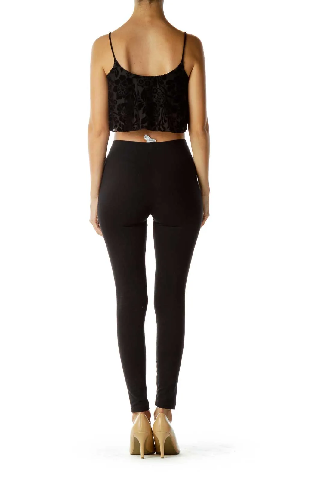 Black Velvet Floral Crop Top