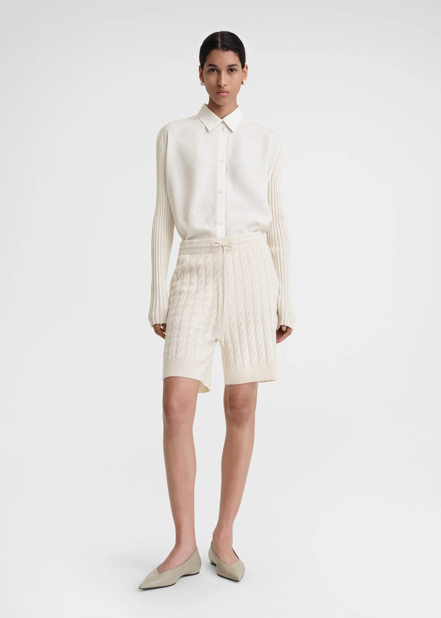 Cable knit shorts snow