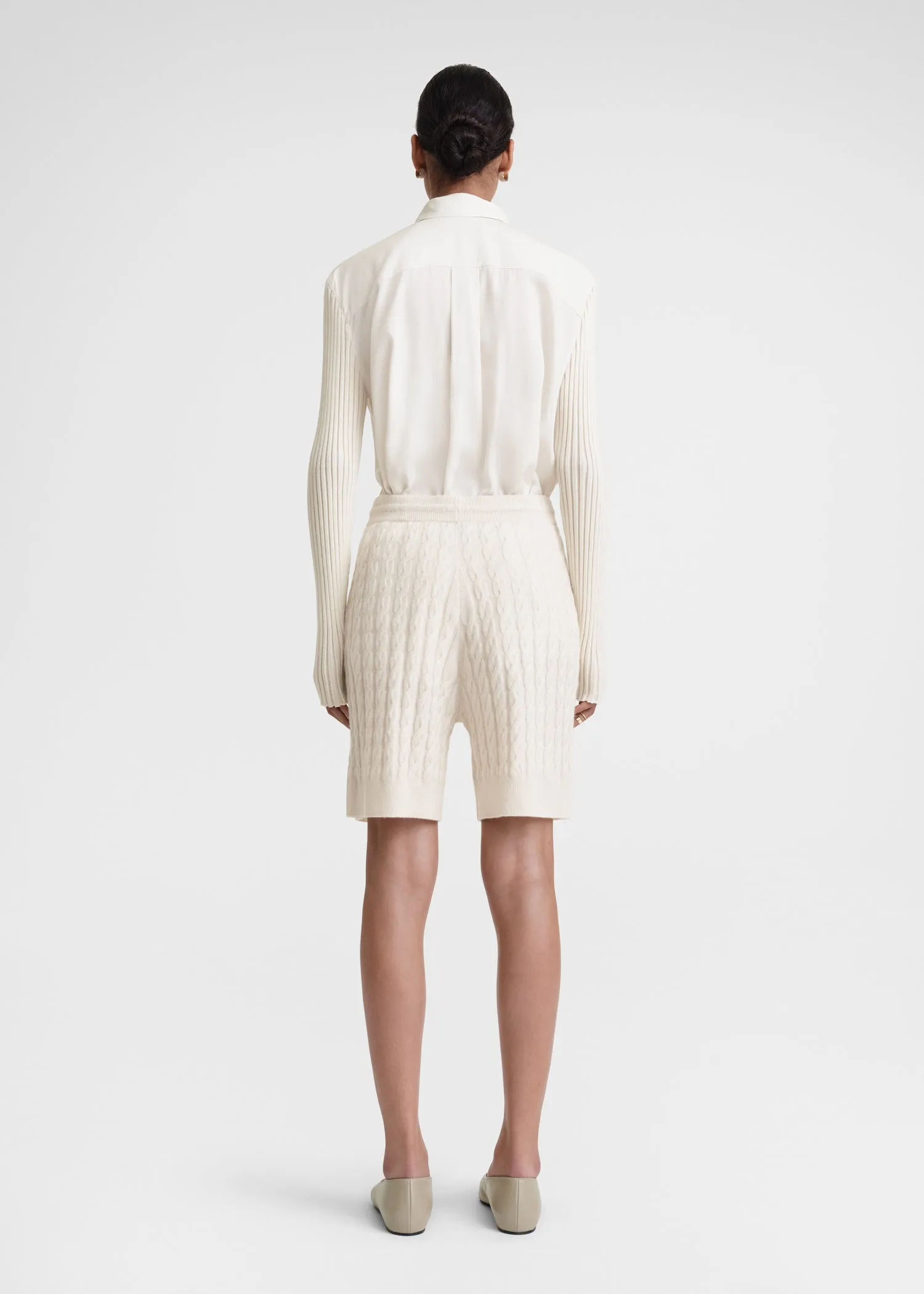 Cable knit shorts snow