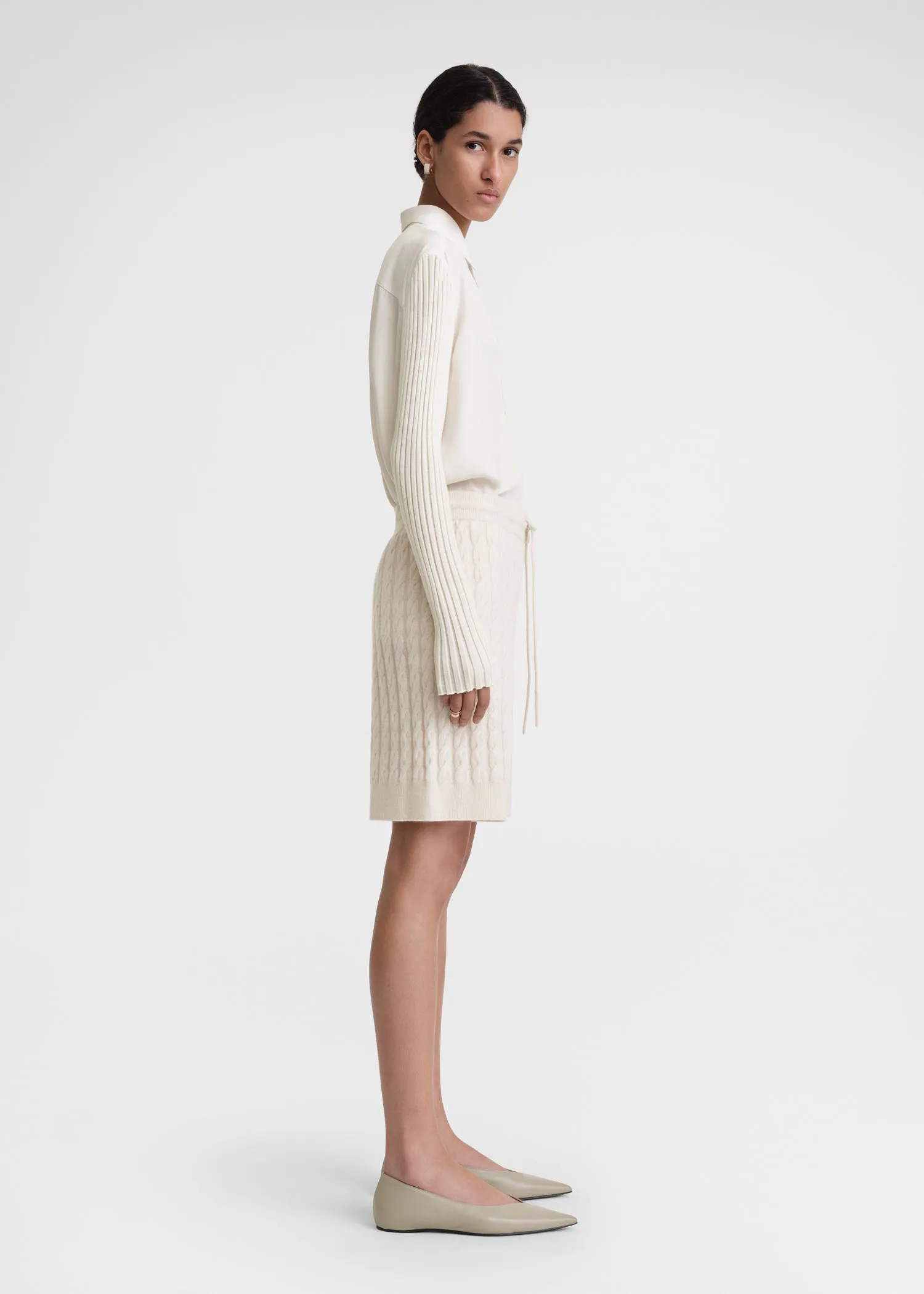 Cable knit shorts snow