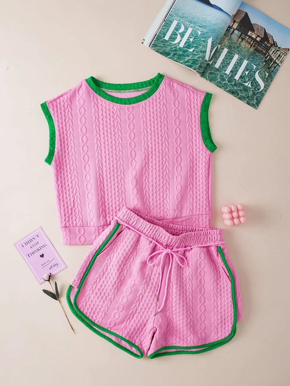 Casual Pink Shorts and Top Set