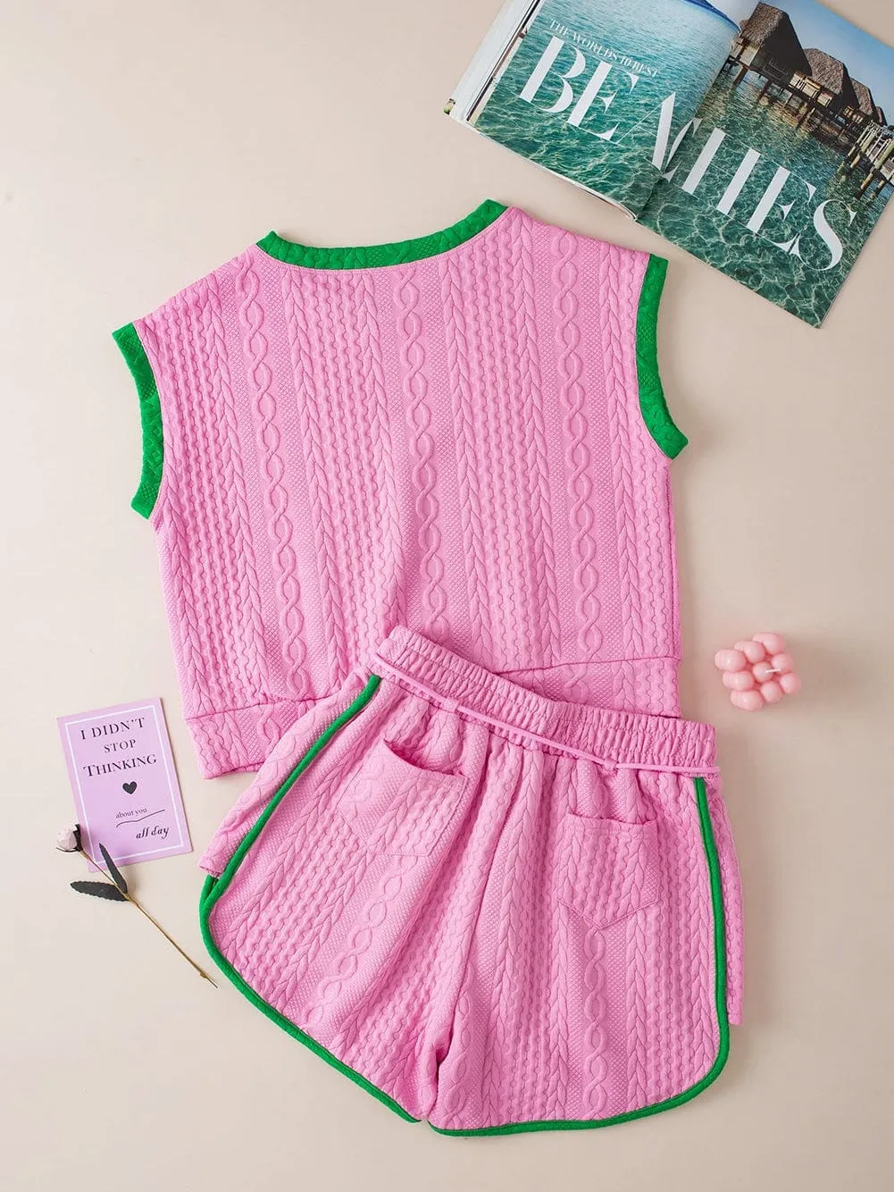 Casual Pink Shorts and Top Set
