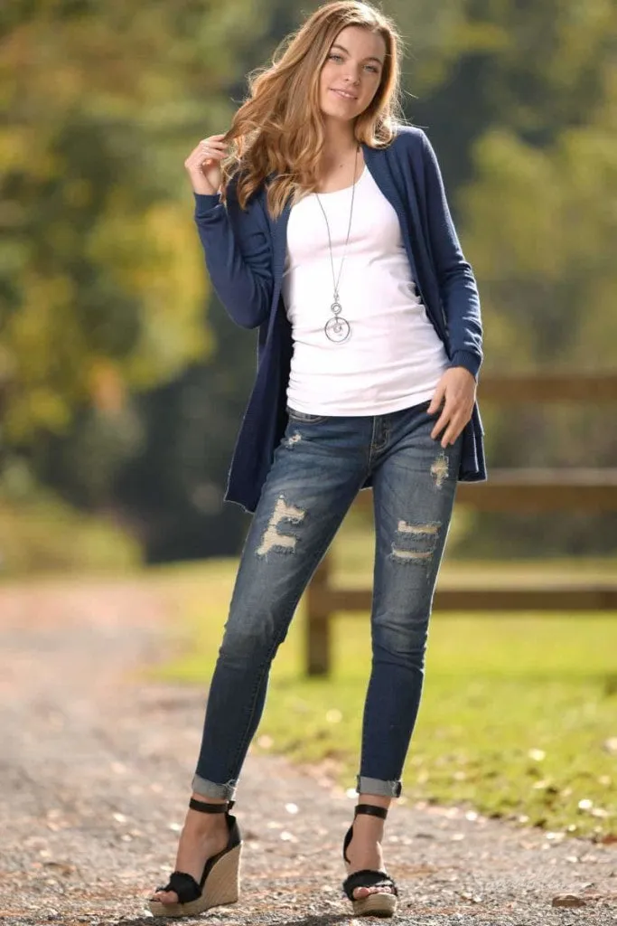 Changing Seasons Cardigan Sweater - Navy