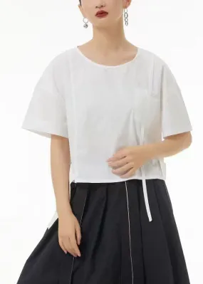 Chic White O-Neck Oversized Cotton Tank Tops Summer TS1061