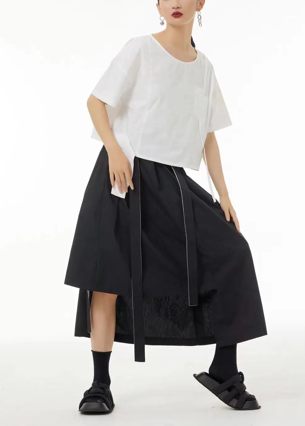 Chic White O-Neck Oversized Cotton Tank Tops Summer TS1061