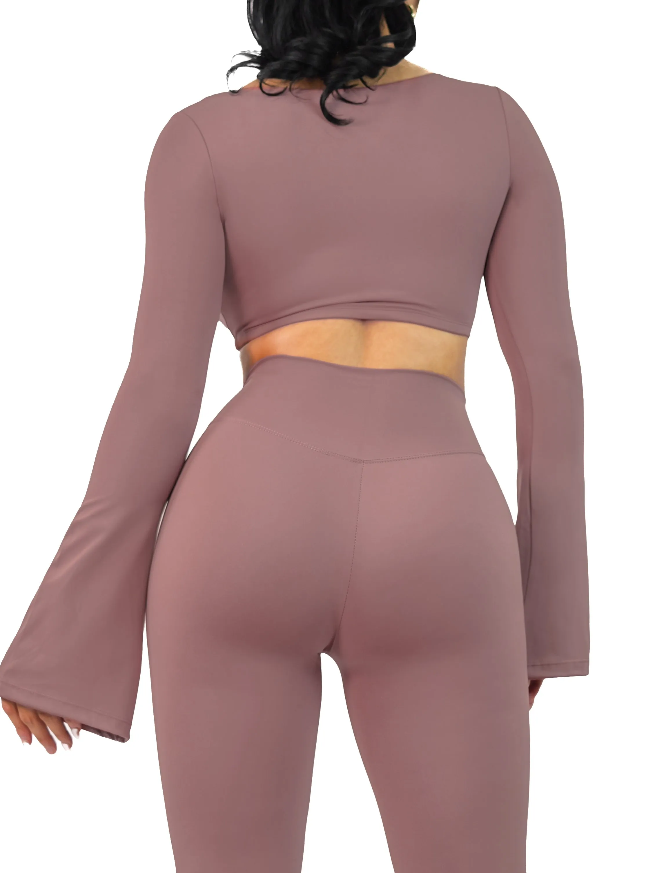 City Girl Flared Long Sleeve Sports Top (French Mauve)