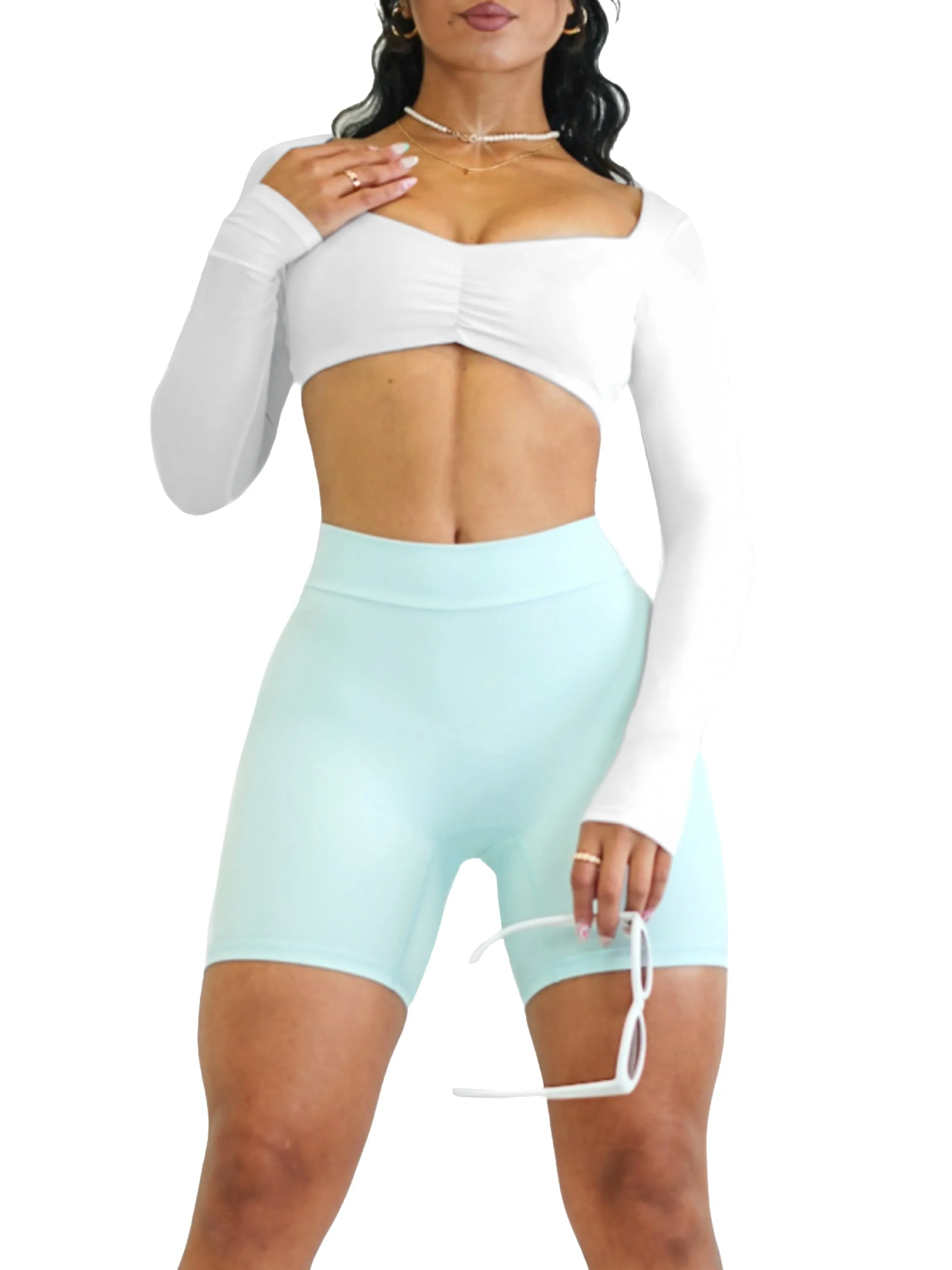 City Girl Long Sleeve Sports Top (White)