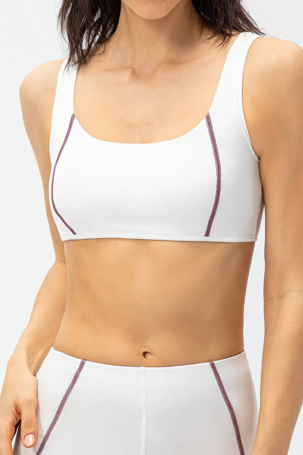 Contrast Trim Back Cutout Sports Bras Light Support