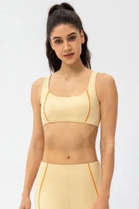 Contrast Trim Back Cutout Sports Bras Light Support