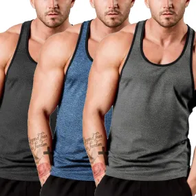COOFANDY Men's 3 Pack Gym Tank Tops Y-Back Workout Muscle Tee Sleeveless Fitness Bodybuilding T Shirts