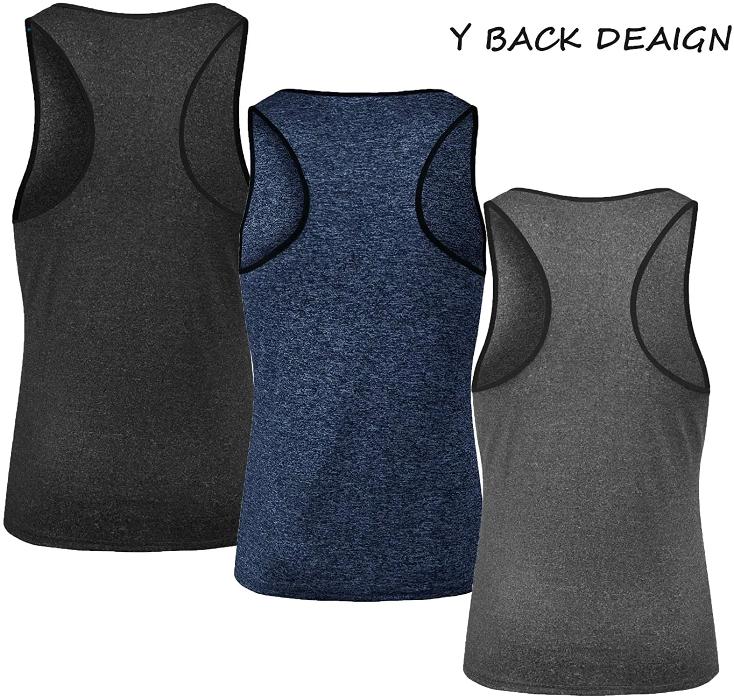 COOFANDY Men's 3 Pack Gym Tank Tops Y-Back Workout Muscle Tee Sleeveless Fitness Bodybuilding T Shirts