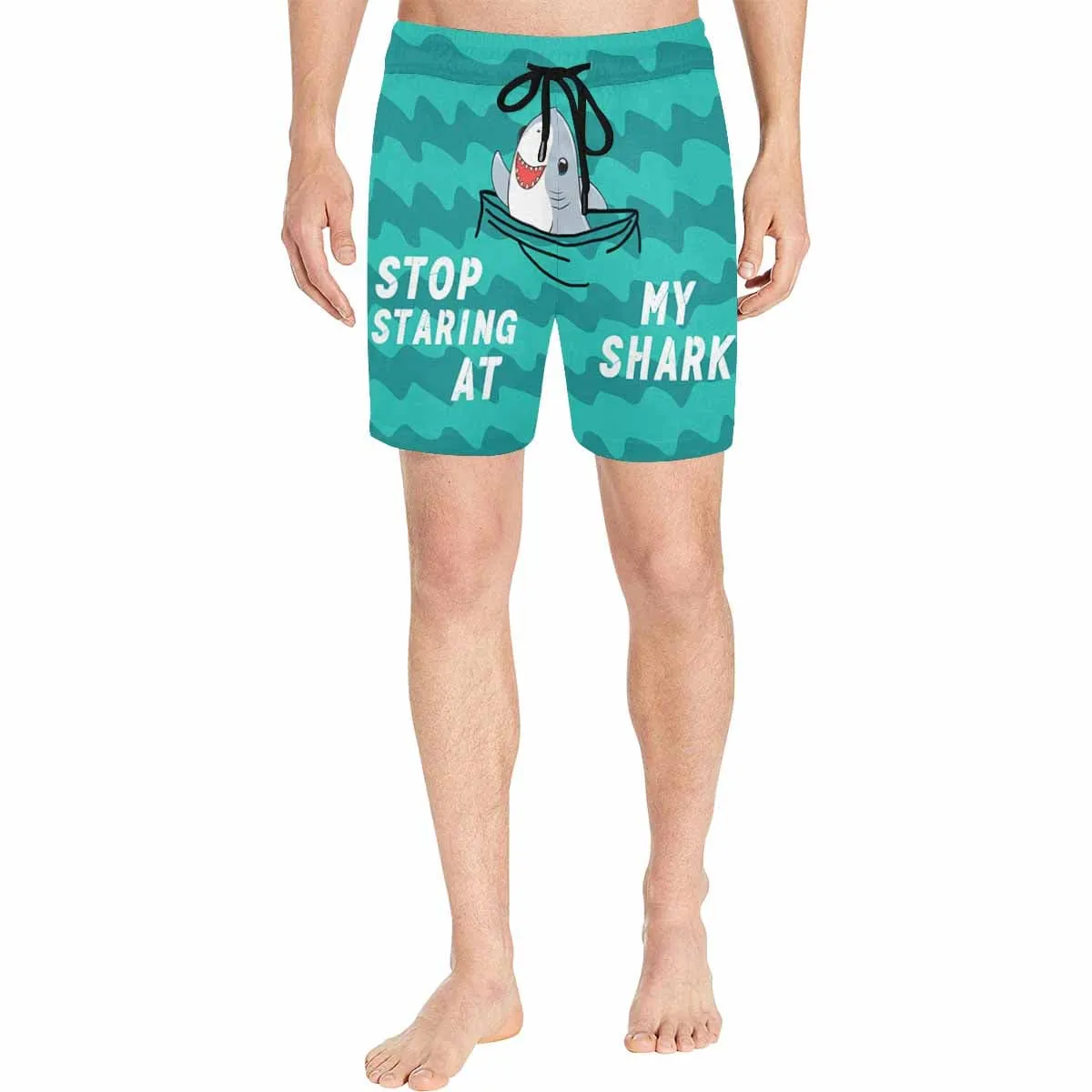 Custom Pet Face Swim Shorts with Photo & Name Personalized Shark Cat Men's Quick Dry Swim Shorts for Holiday
