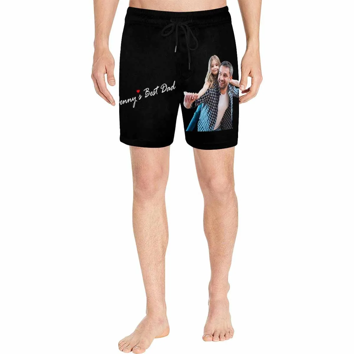 Custom Photo & Name Swimming Trunks Best Dad Men's Quick Dry Swim Shorts with Face for Father