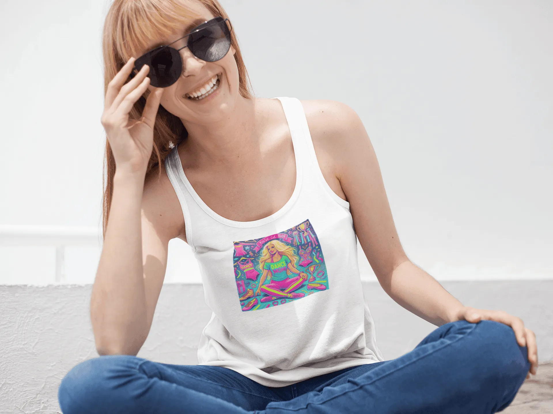 Dance Mom: You've Got This - Blonde Mom - Sitting - Women's Flowy Racerback Tank