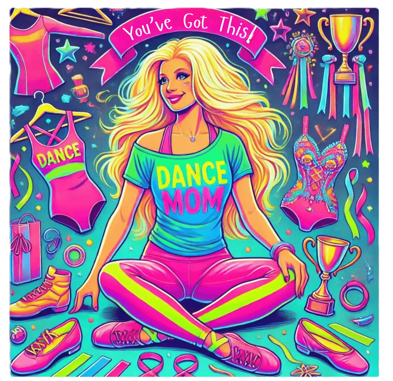 Dance Mom: You've Got This - Blonde Mom - Sitting - Women's Flowy Racerback Tank