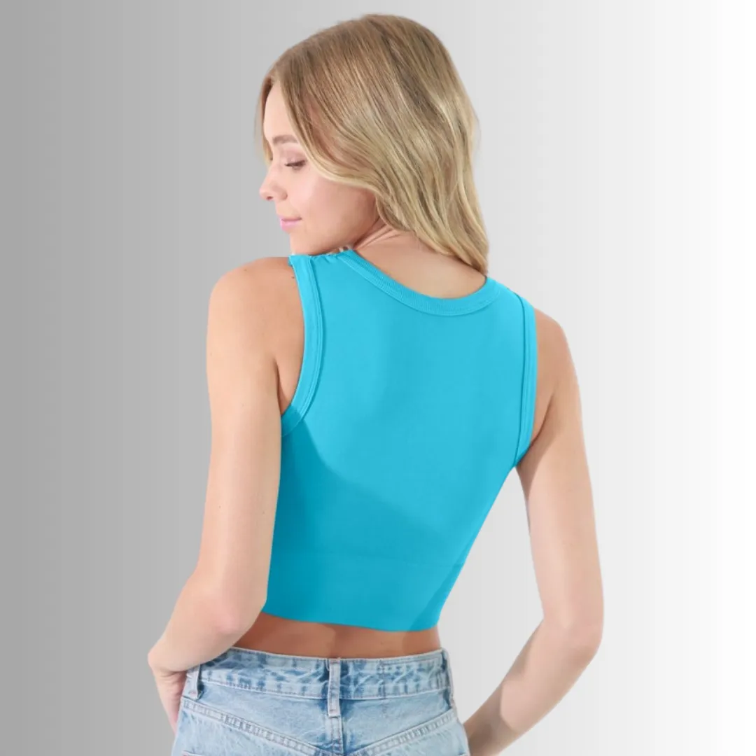 Deep Scoop Neck Cropped Tank Made in USA