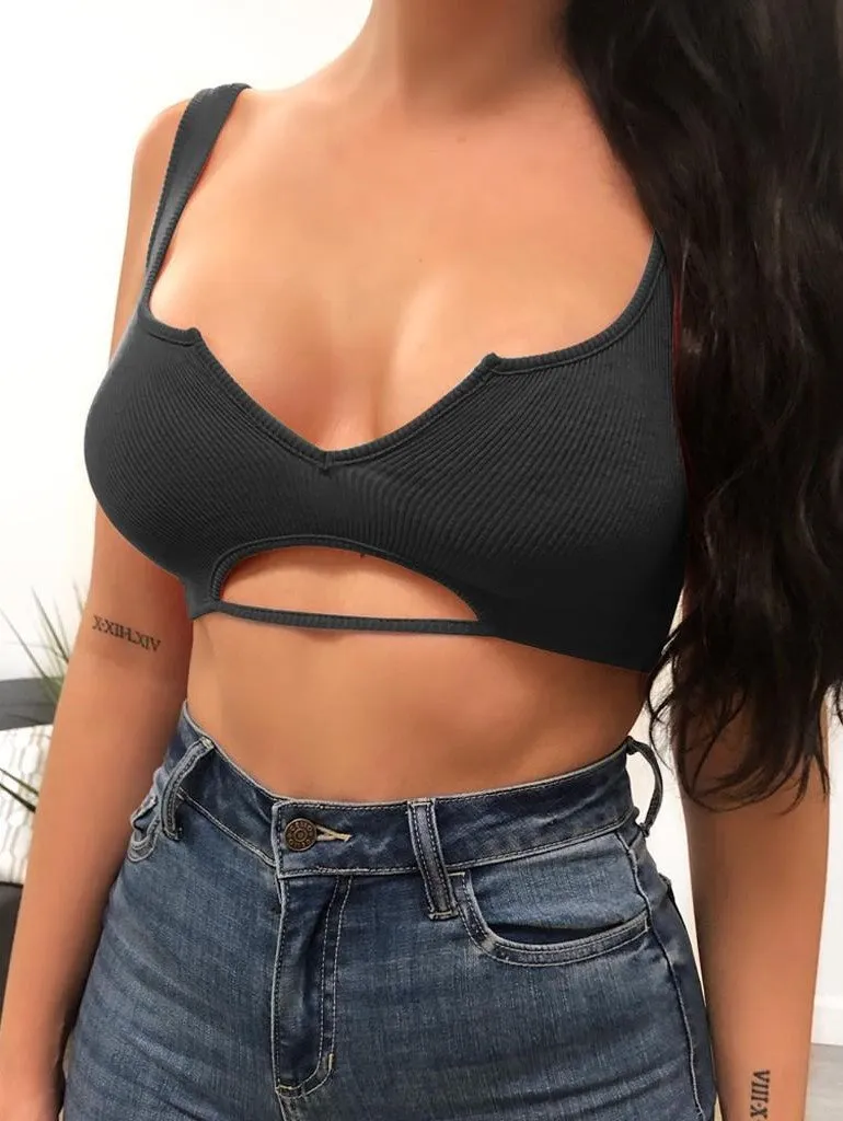 Deep V Neck Knot Front Tank Top