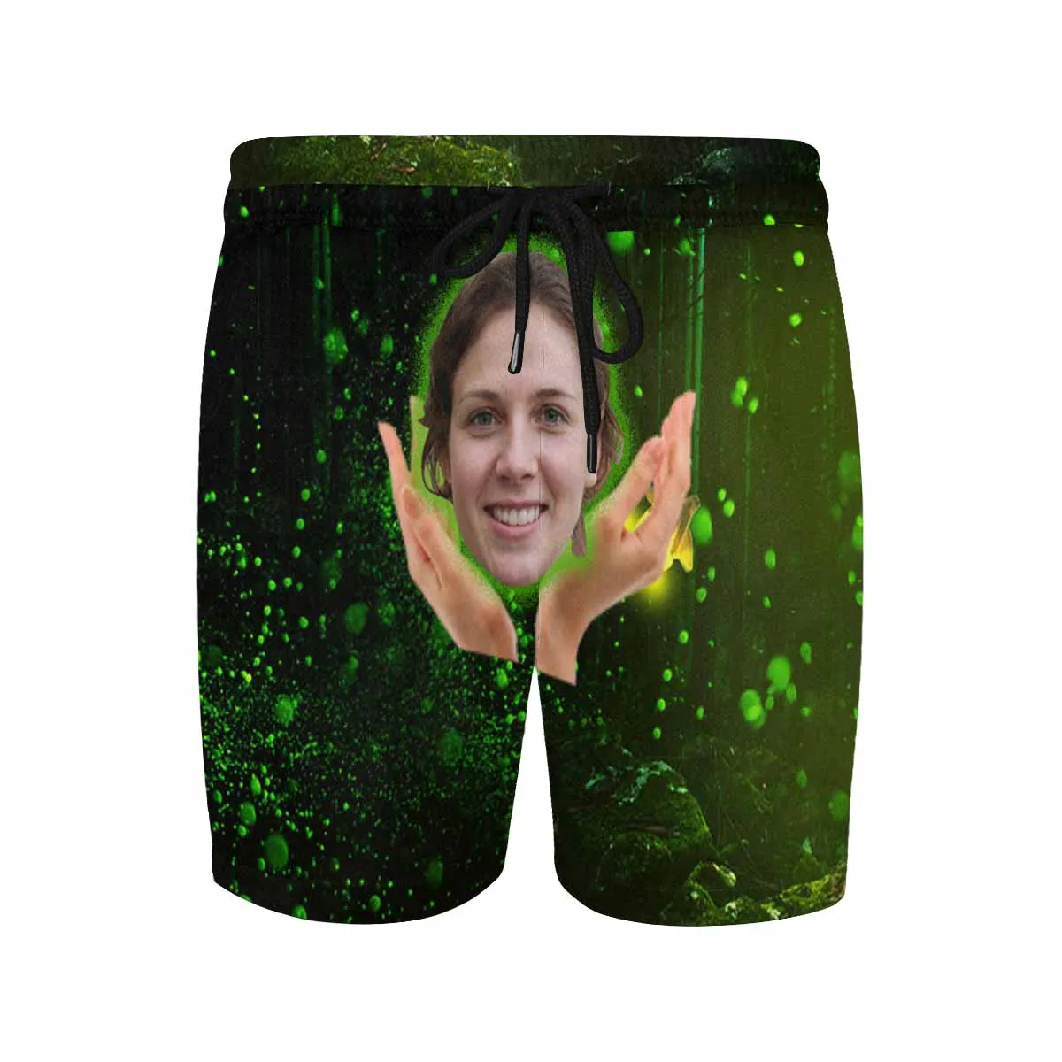 Design Your Own Swim Trunks Custom Face Green Men's Quick Dry Swim Shorts Gift for Vacation