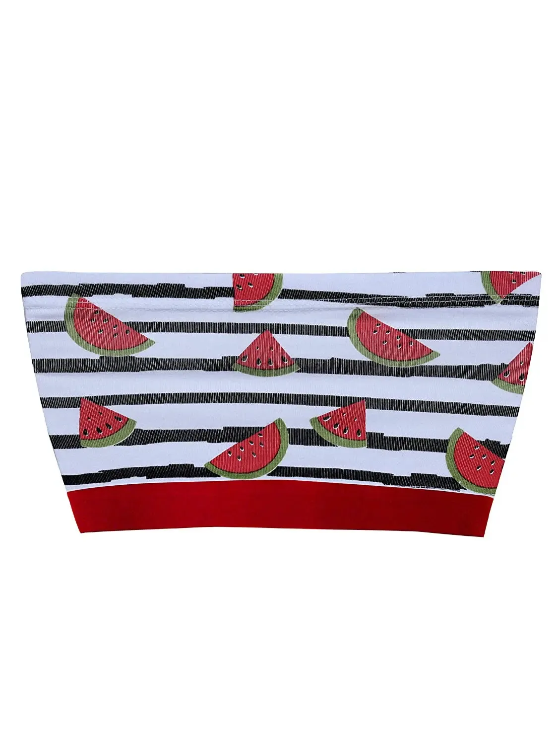 Double-Layer Cotton Strapless Bra | Non-Padded Bandeau Bra | Red Watermelon Print