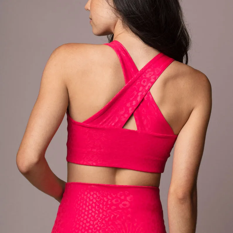Embossed Leopard Cherry Crop Top