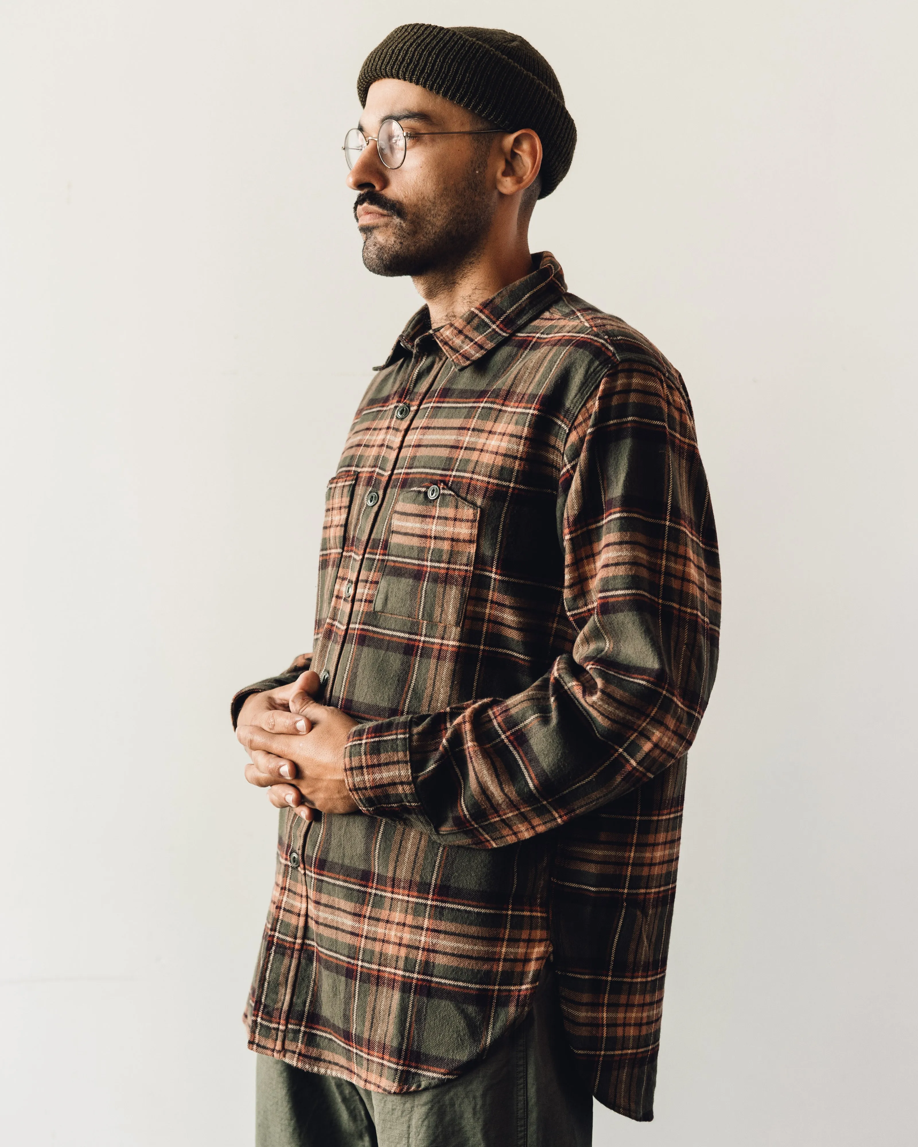 Engineered Garments Work Shirt, Olive/Brown