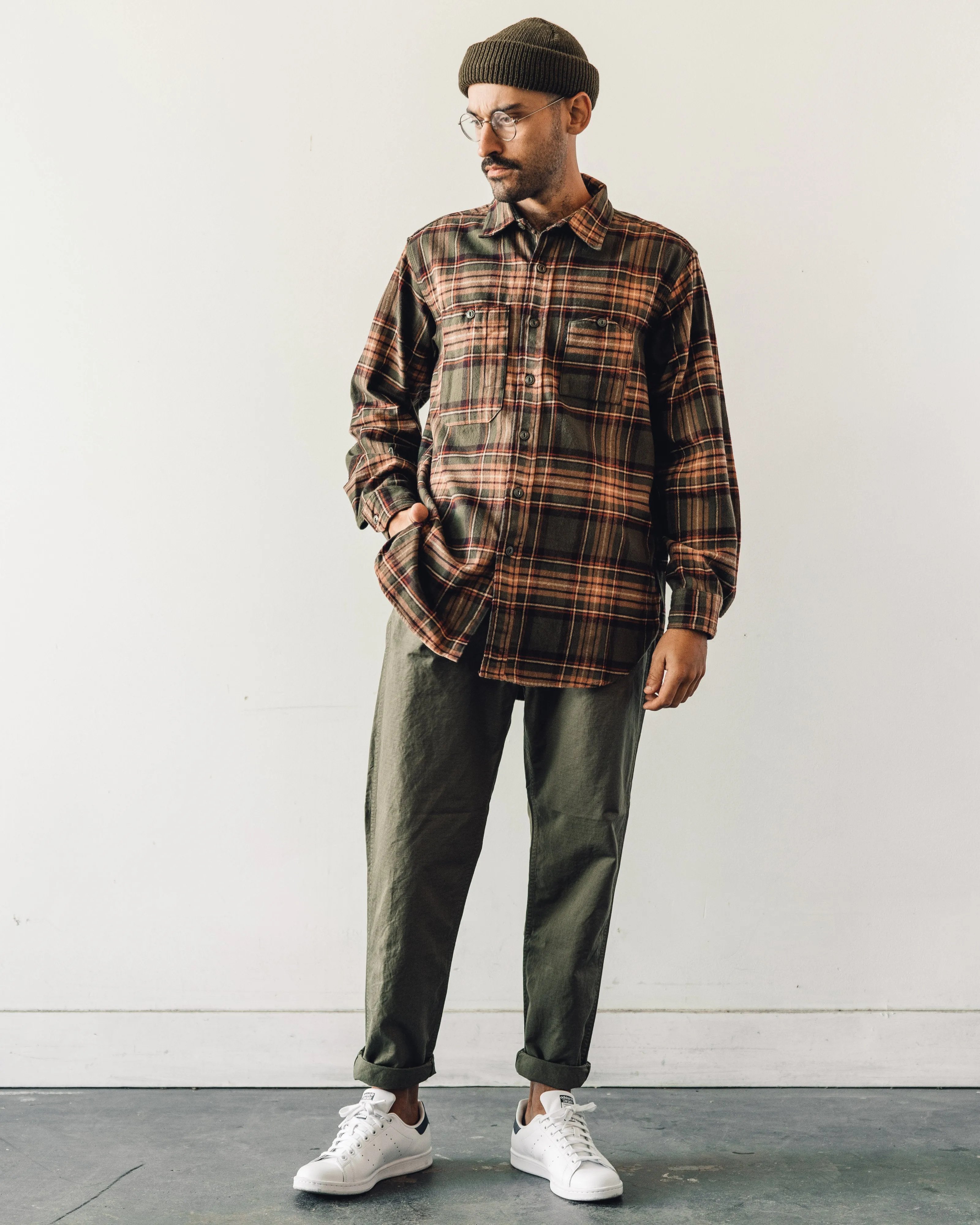 Engineered Garments Work Shirt, Olive/Brown