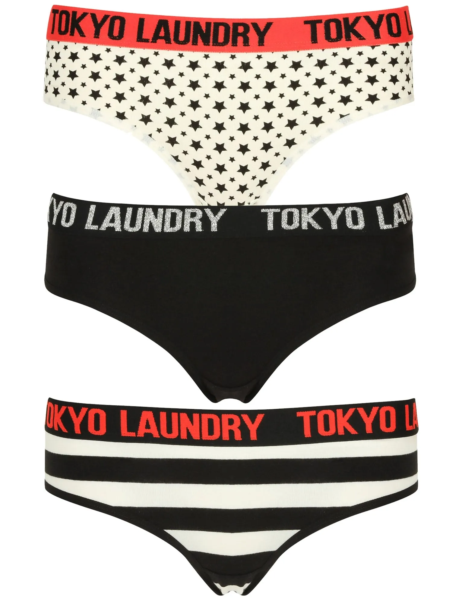 Eta (3 Pack) Assorted Briefs in Ivory / Black - Tokyo Laundry