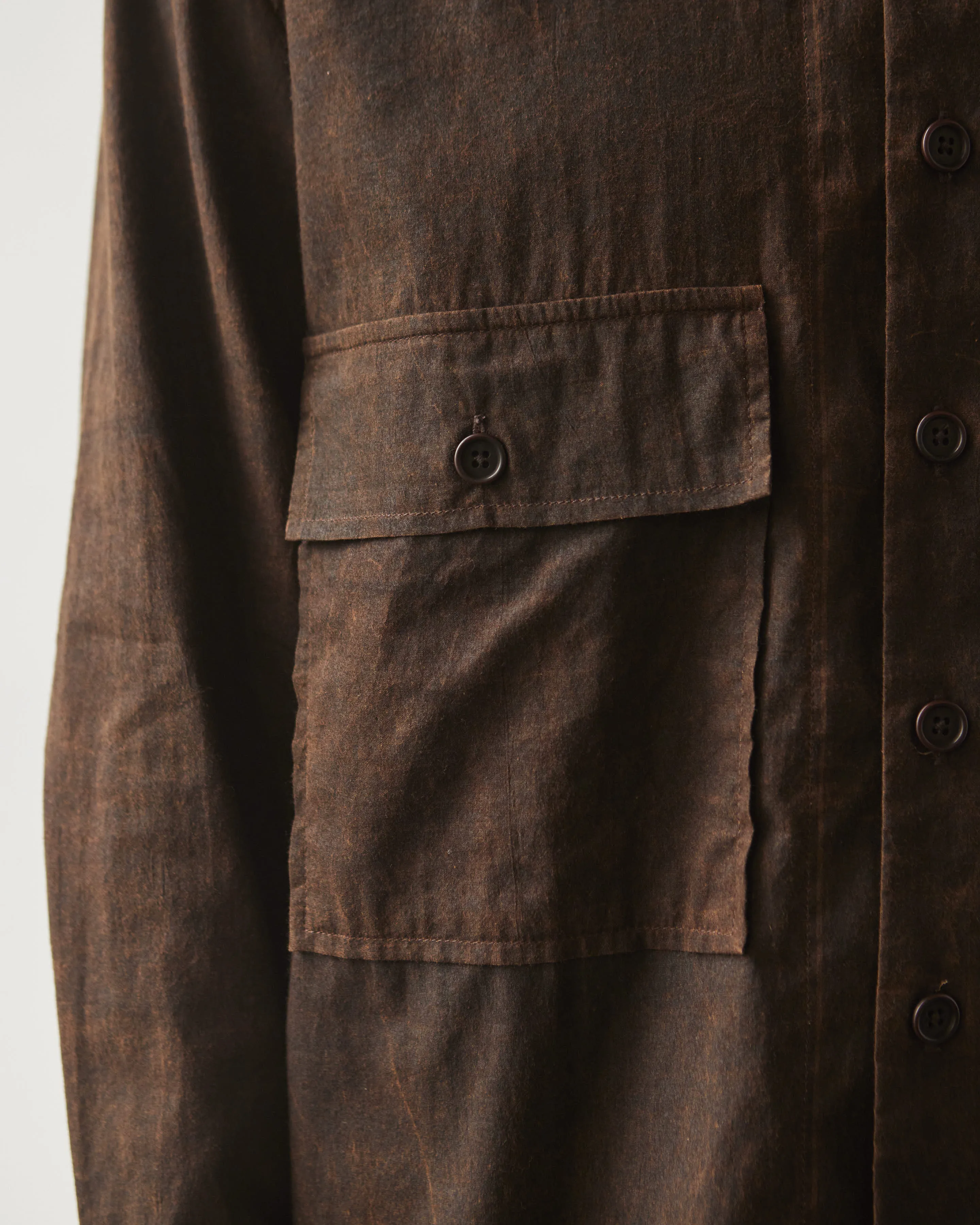 Evan Kinori Cotton Batiste Big Shirt, Brown