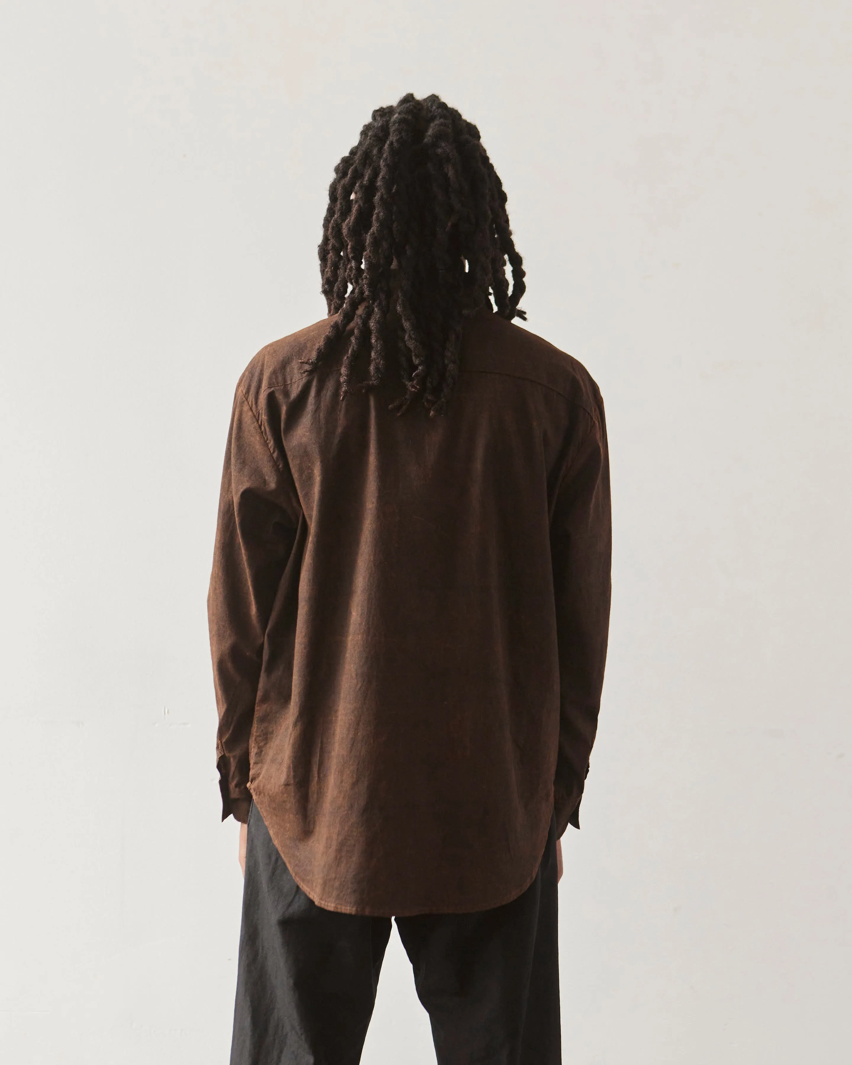 Evan Kinori Cotton Batiste Big Shirt, Brown
