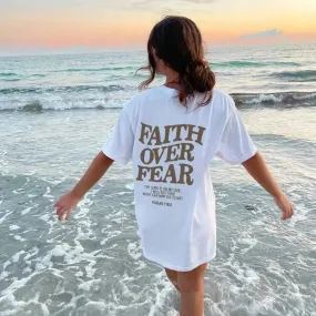 Faith Over Fear Letter Printing Oversized Women T-Shirt