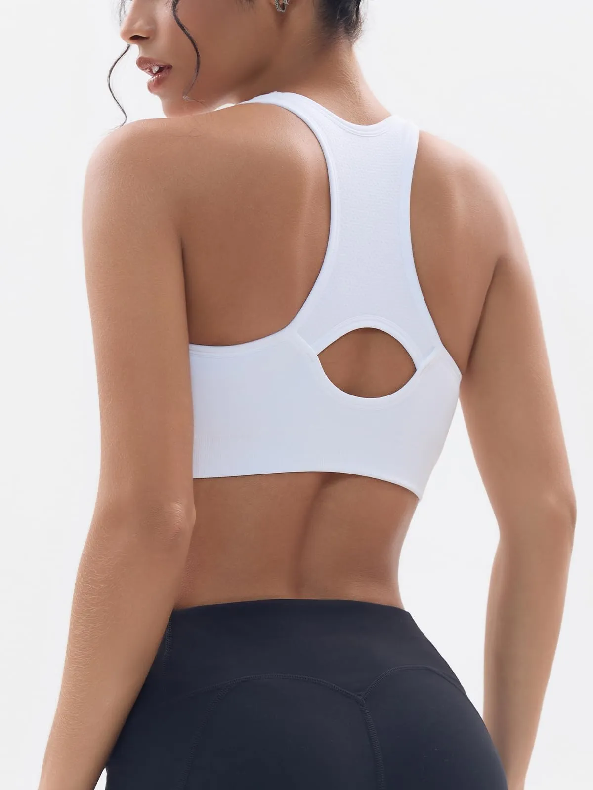 FITTIN Racerback Sports Bras for Women Pack of 4- Padded Seamless High Impact Support for Yoga Gym Workout Fitness XL