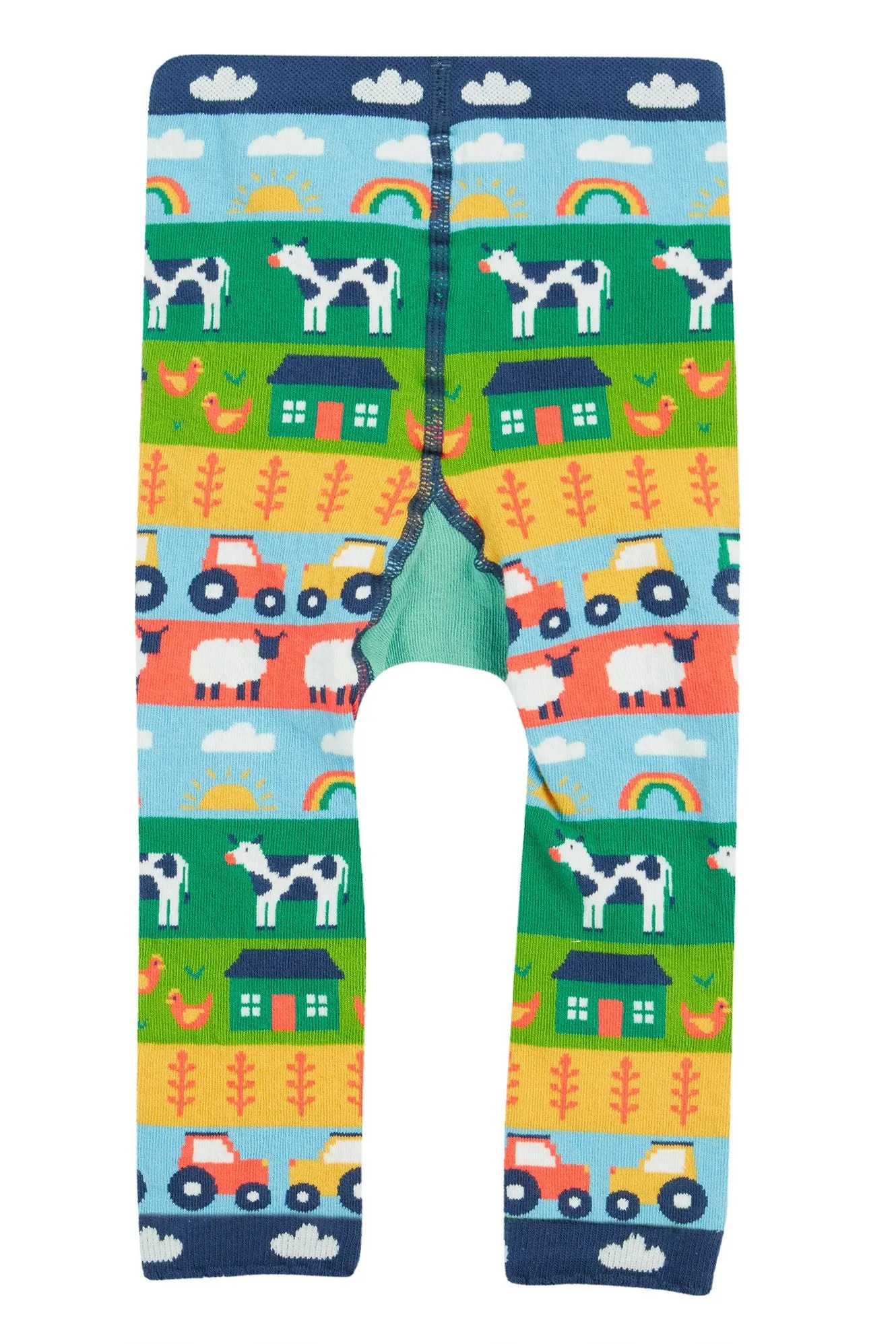Frugi Infant Knitted Leggings Farm Fairisle Tractor