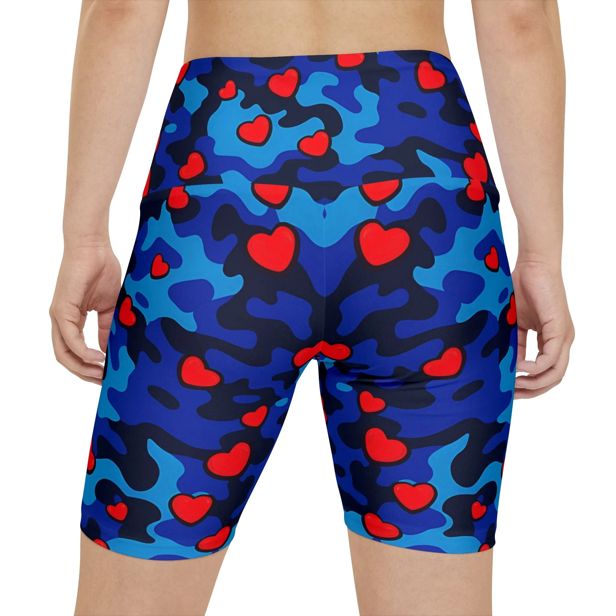 Fun Camouflage Love Women's Workout Shorts | Heart Pattern Activewear
