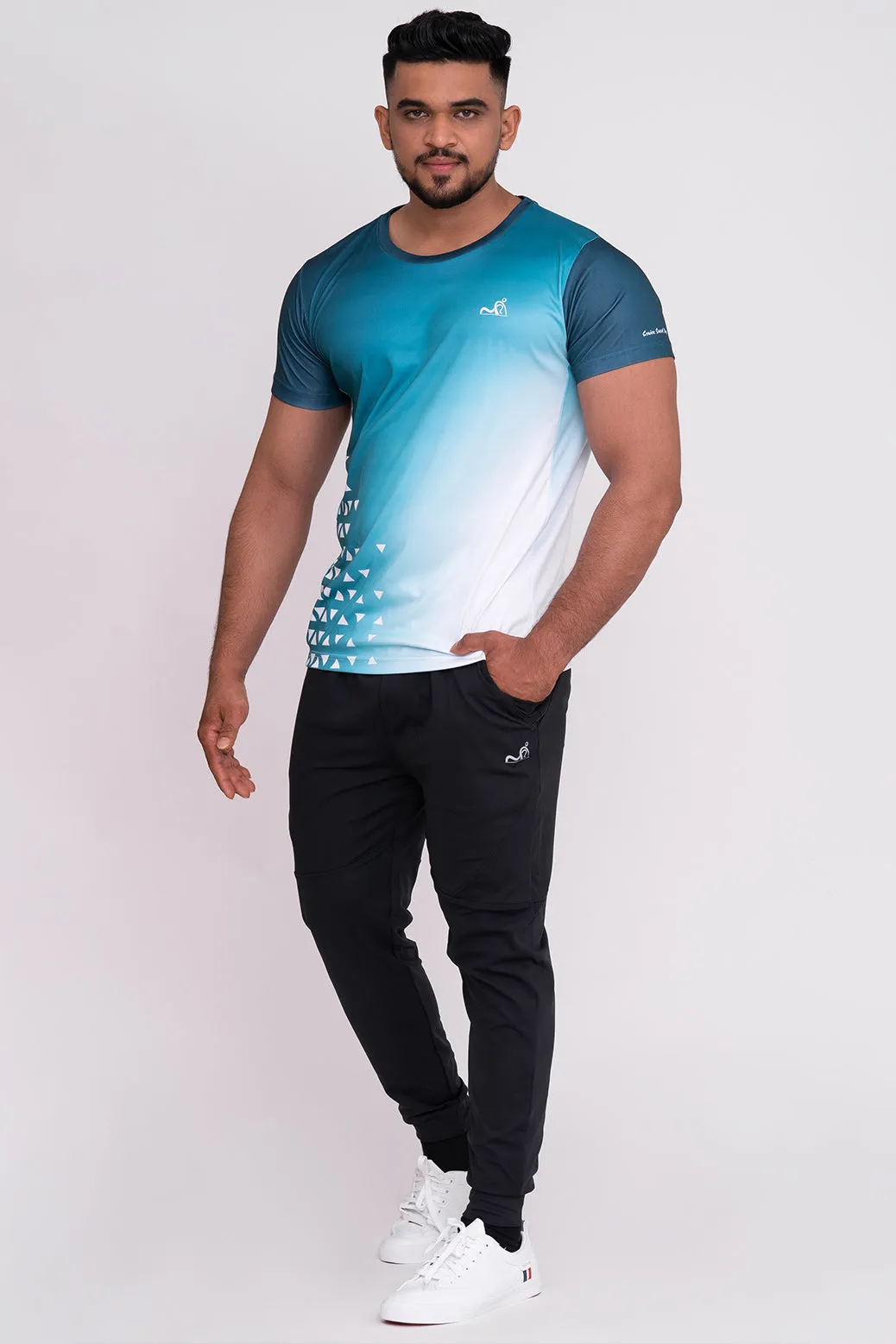 Gradient Round Neck T-Shirt Mint Green (D)