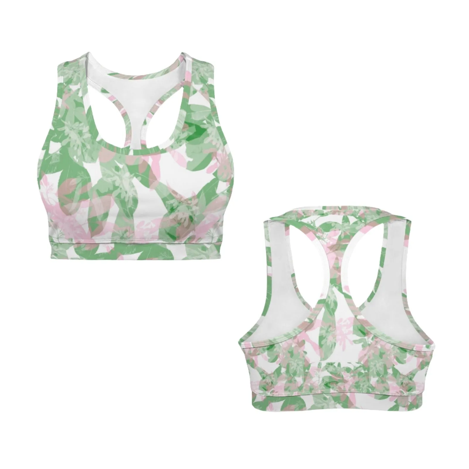 Green & Pink Leaves Sports Top up to 5 XL (FWS)